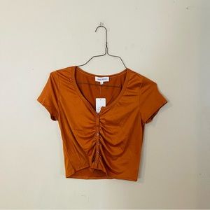 NWT Burnt Orange Button Front Knit Top